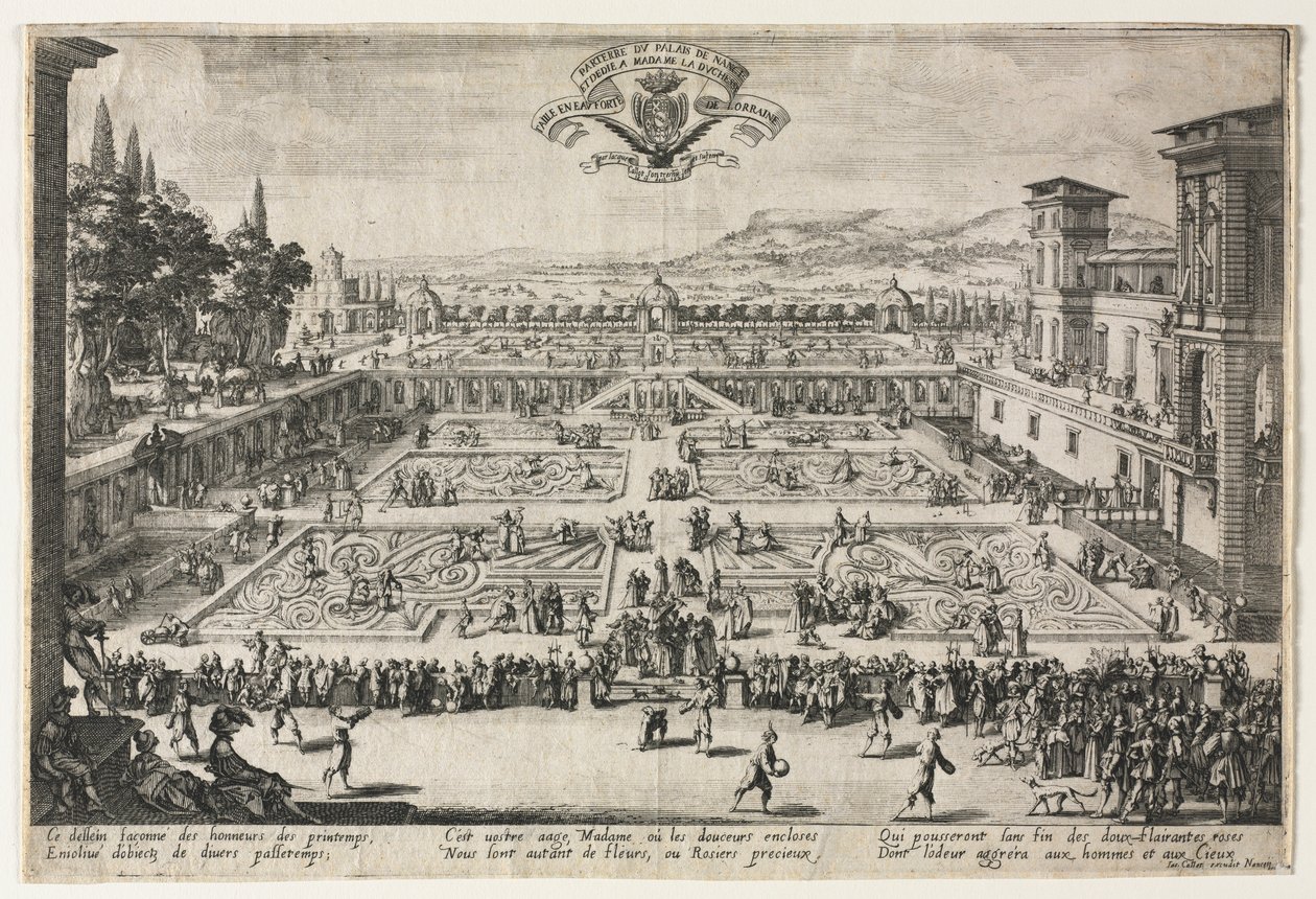 Palácové zahrady v Nancy, 1625. od Jacques Callot