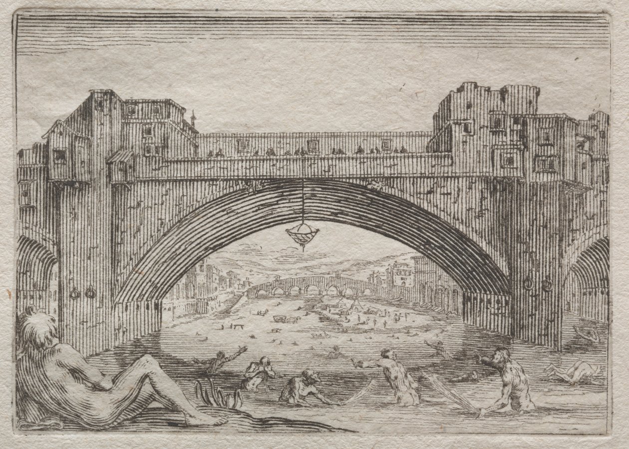 Ponte Vecchio, Florencie od Jacques Callot