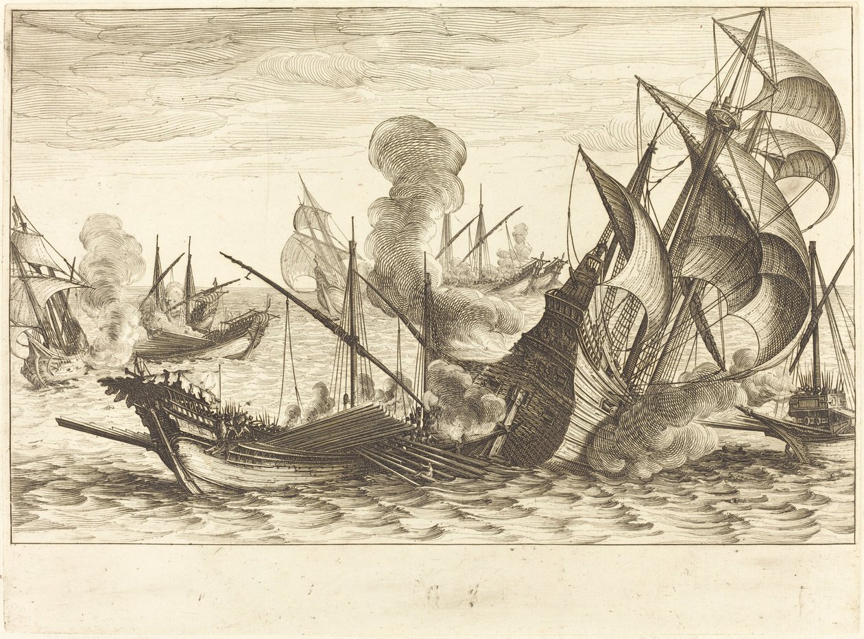Druhá námořní bitva od Jacques Callot