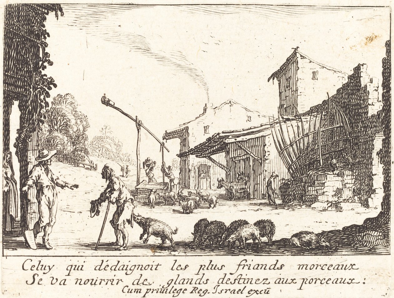 The Swineherd, 1635. od Jacques Callot