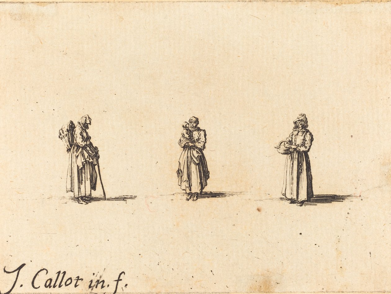 Tři ženy, jedna drží dítě od Jacques Callot