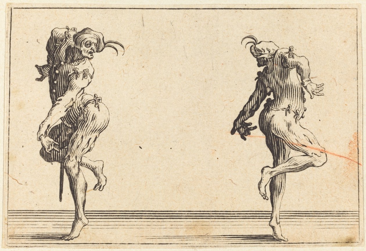 Two Pantaloons Dancing, c. 1622. od Jacques Callot