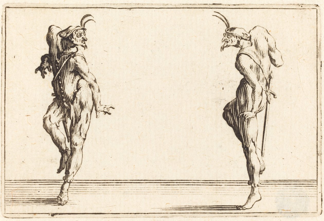 Two Pantaloons Dancing, c. 1622. od Jacques Callot