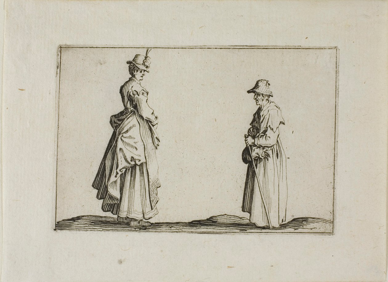 Dvě ženy v profilu, z The Caprices od Jacques Callot