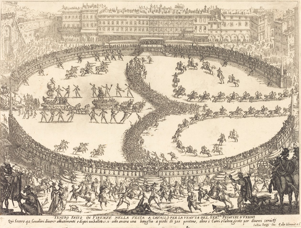Pohled na festival, 1616. od Jacques Callot
