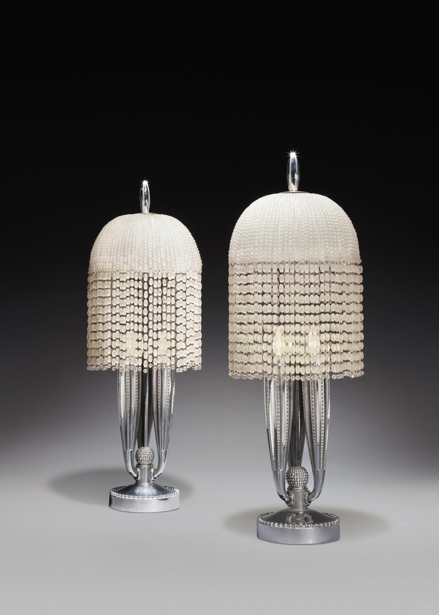 Pár stolních lamp, kolem roku 1925 od Jacques Emile Ruhlmann