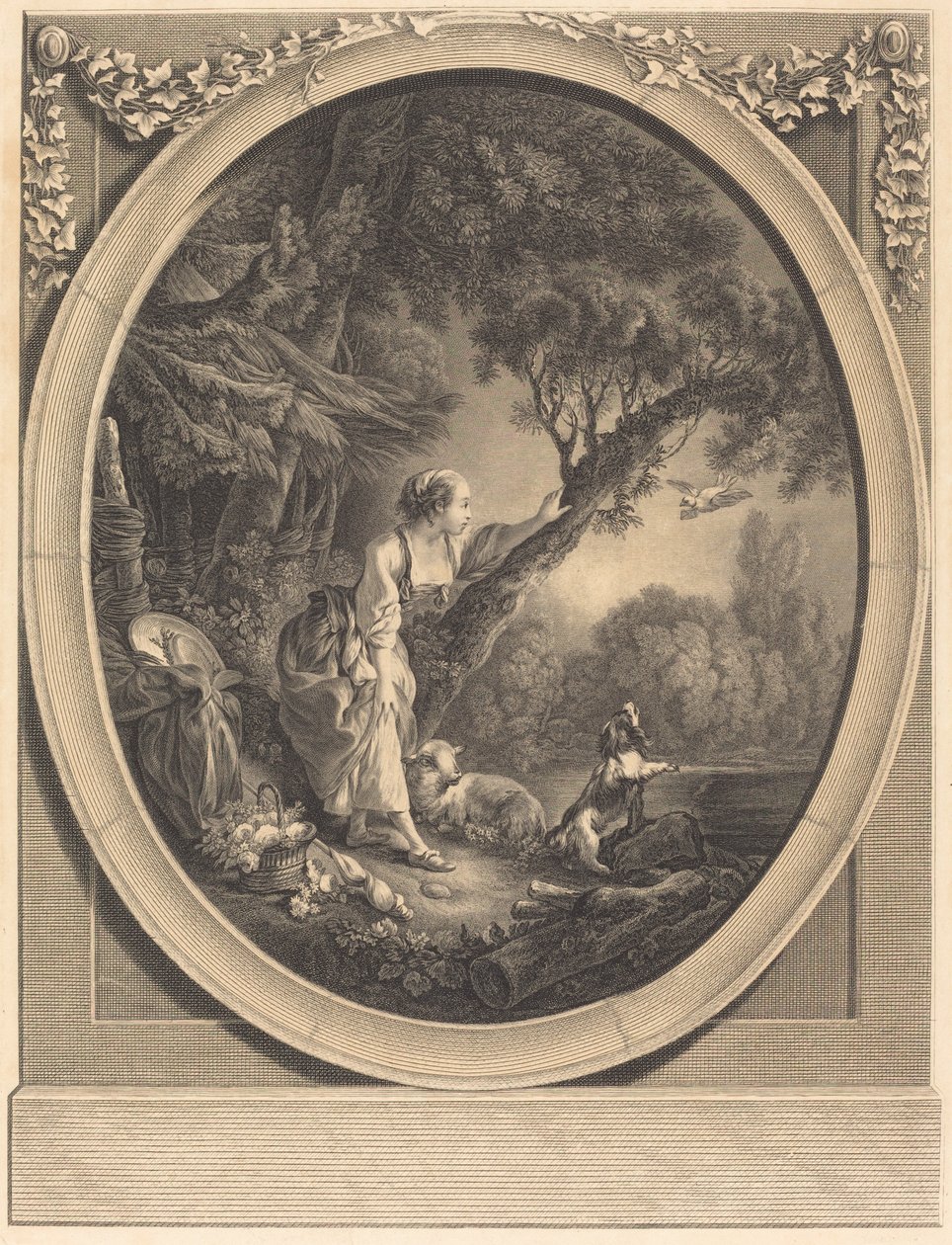 Příjezd kurýra od Jacques Firmin Beauvarlet after François Boucher