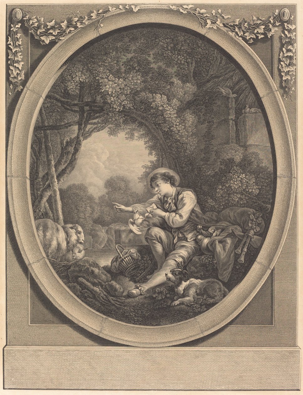 Odjezd kurýra od Jacques Firmin Beauvarlet after François Boucher
