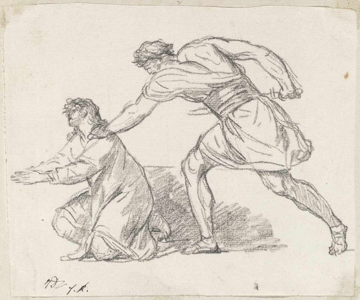 Válečník zmocňuje se klečící postavy od Jacques Louis David