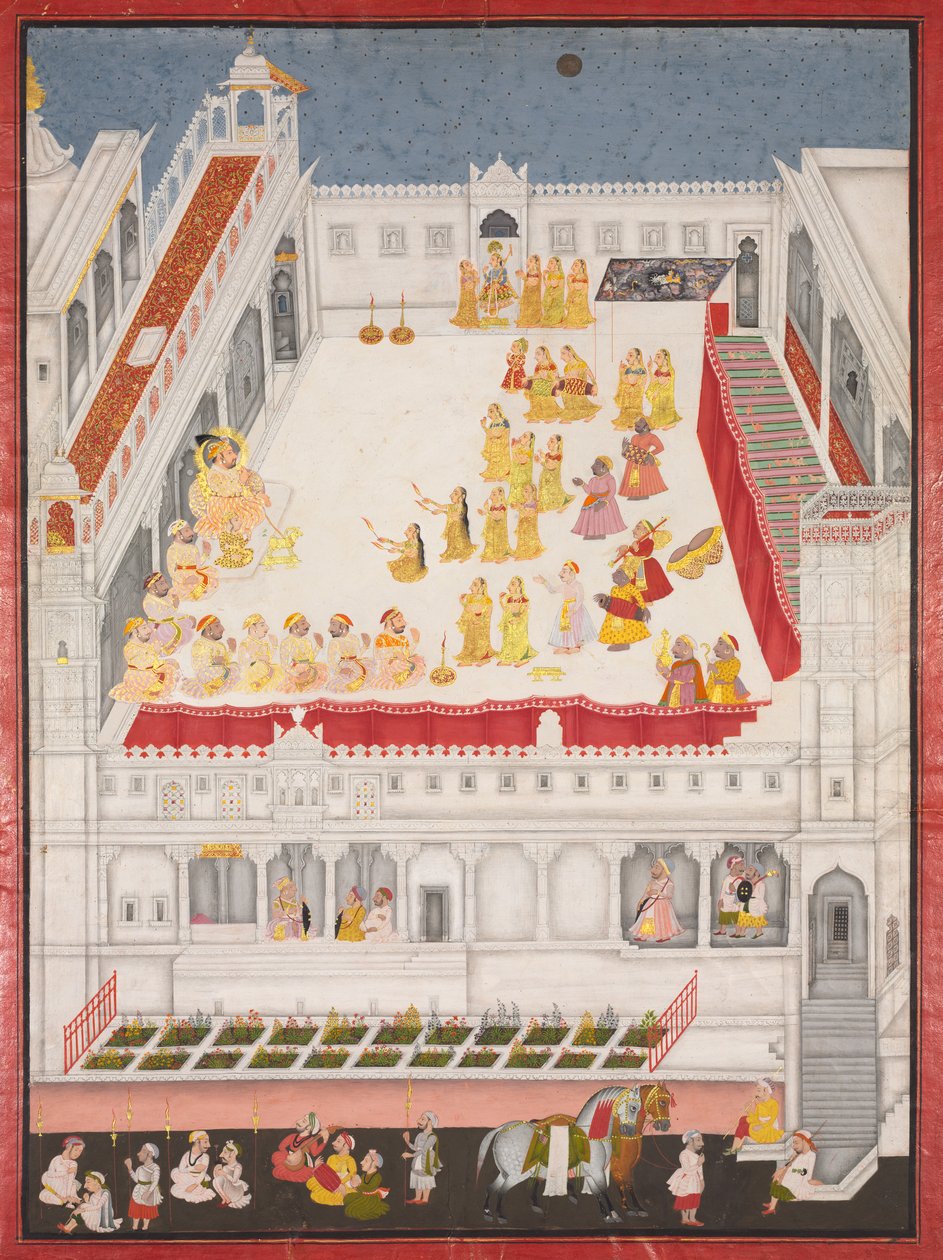 Maharana Jagat Singh navštěvující Rasleela, 1736. od Jai Ram