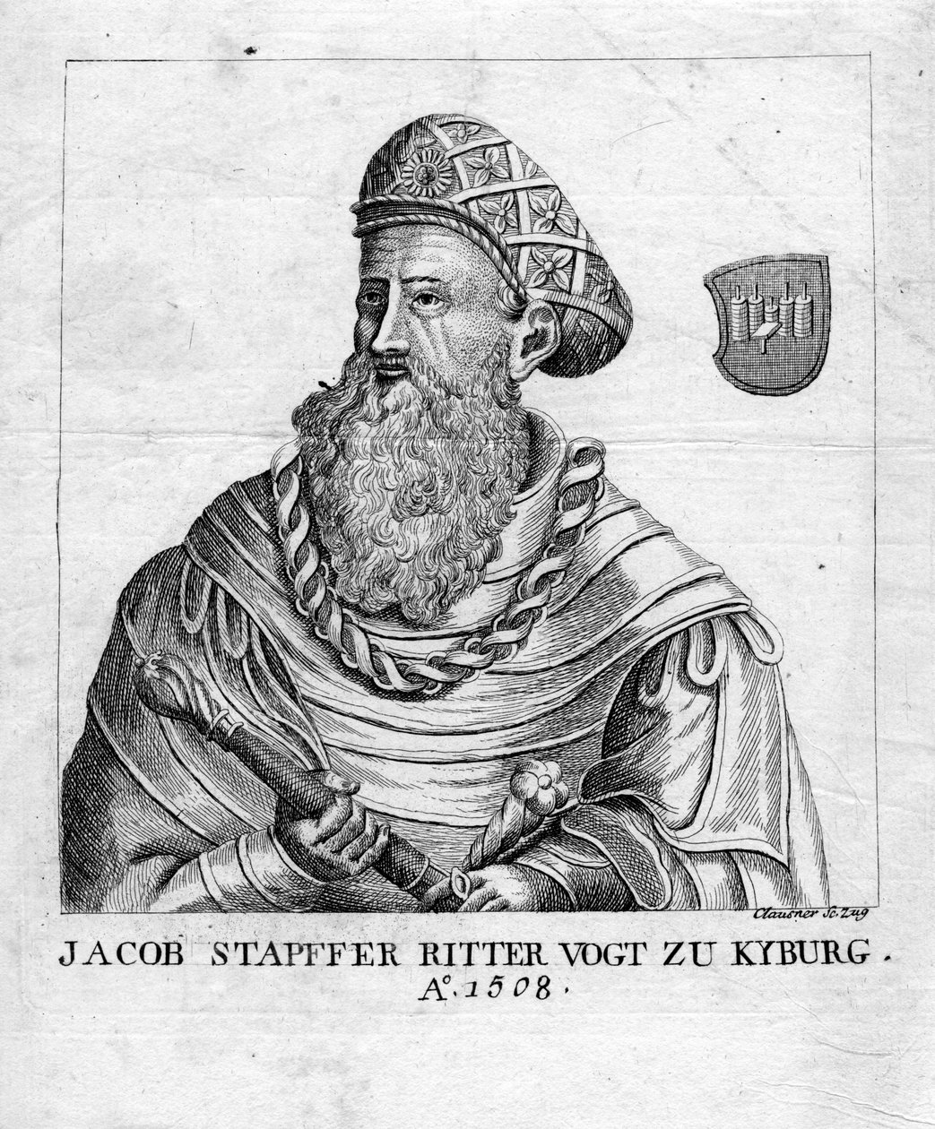 rytý portrét od Jakob Joseph Clausner