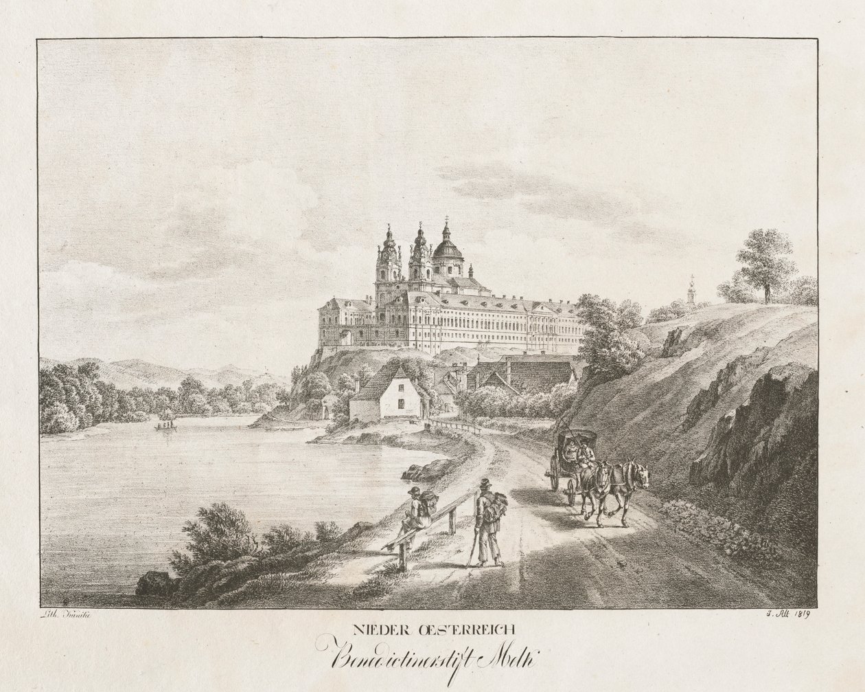 Dolní Rakousko, benediktinský klášter v Melku, 1819. od Jakob Alt