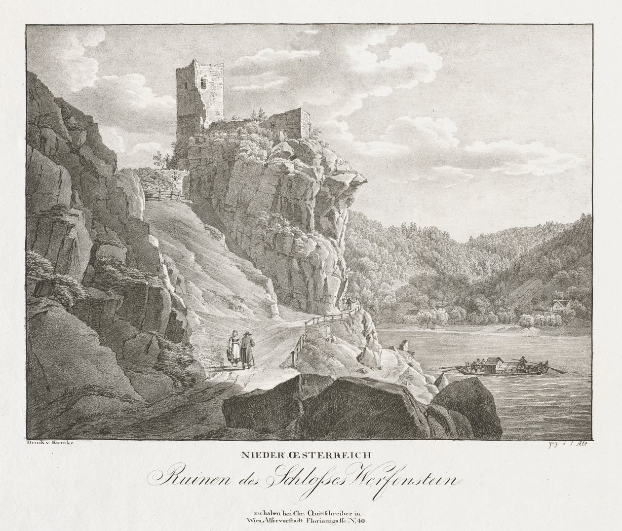 Nieder-Oesterreich, Ruinen des Schlosses Werfenstein. od Jakob Alt