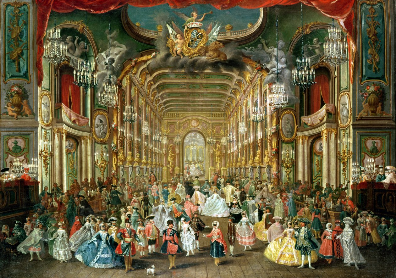 Maškarní ples v Hoftheater, Bonn, 1754 od Jakob Rousseau