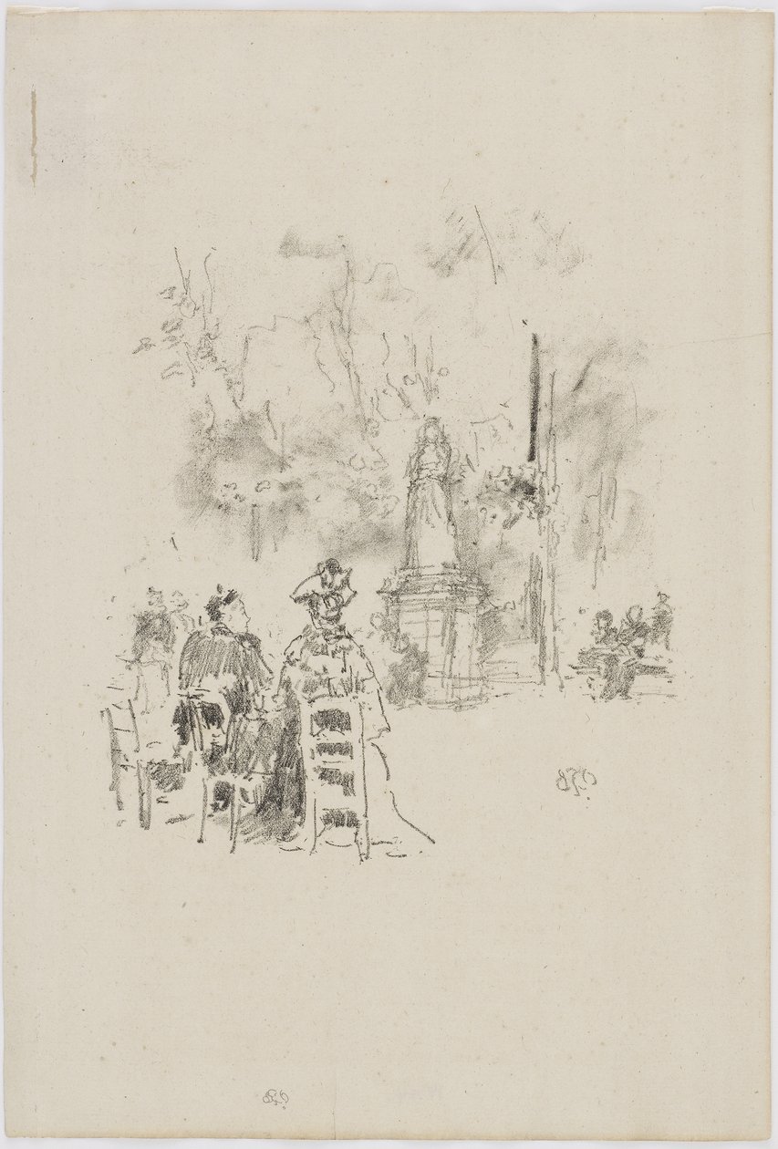 Rozhovor pod sochou, Lucemburské zahrady, 1893 (litho na papíře) od James Abbott McNeill Whistler