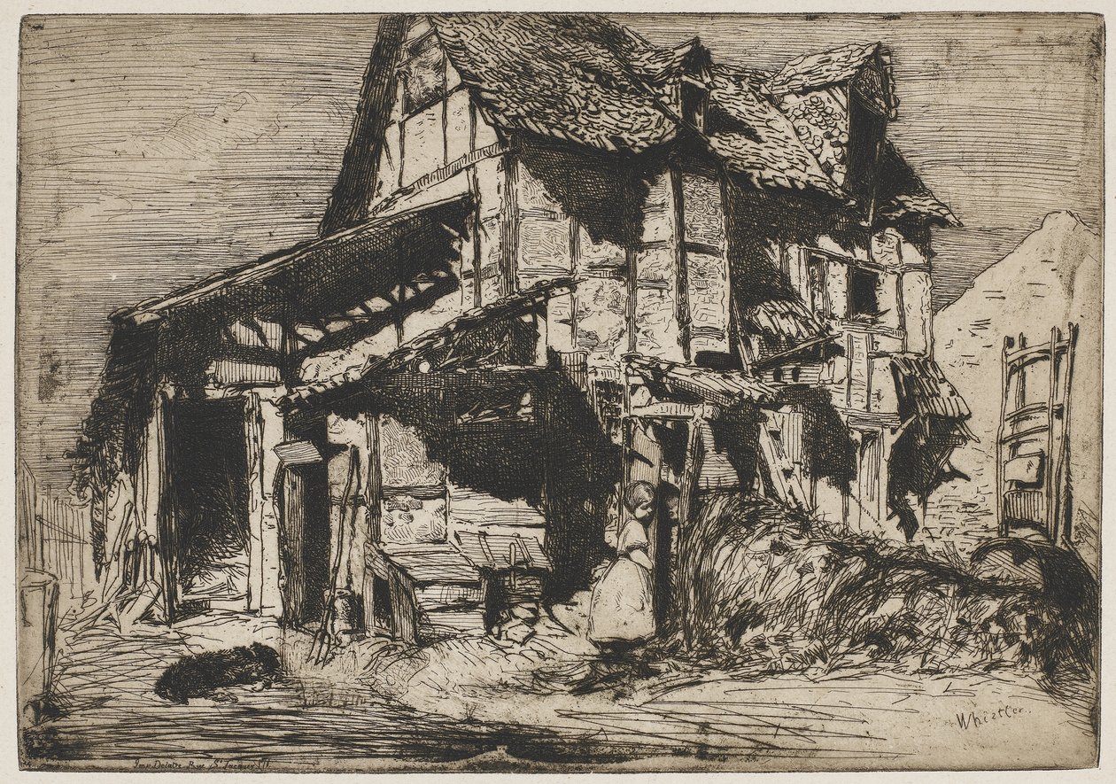 Nebezpečný činžák, 1858 (lept na papíře) od James Abbott McNeill Whistler