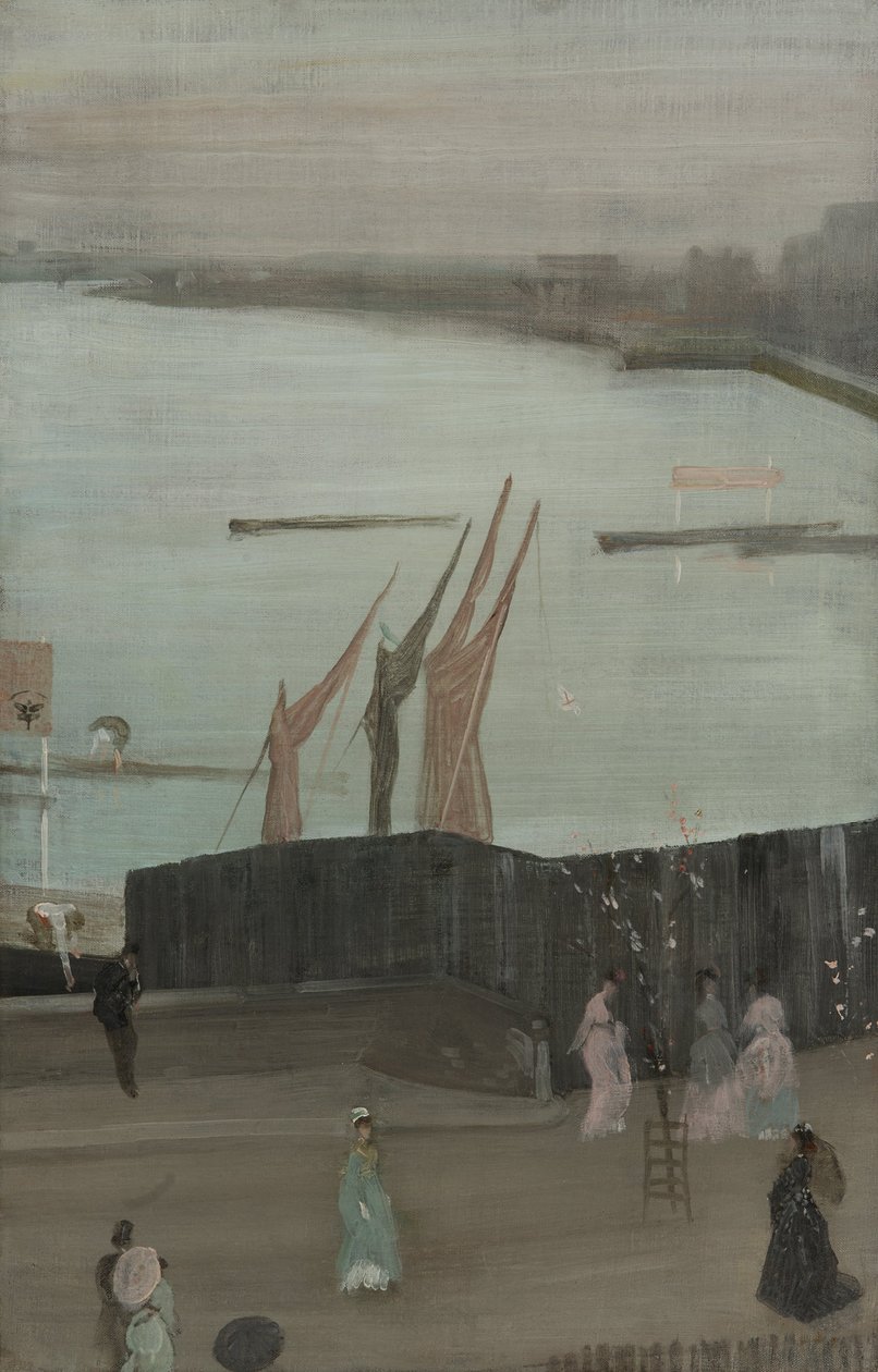 Variace v růžové a šedé- Chelsea od James Abbott McNeill Whistler