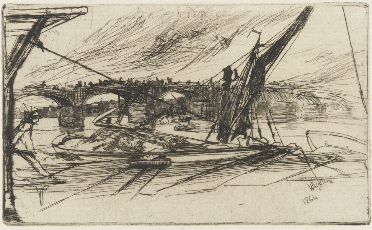 Vauxhall Bridge, 1861 (lept na papíře) od James Abbott McNeill Whistler