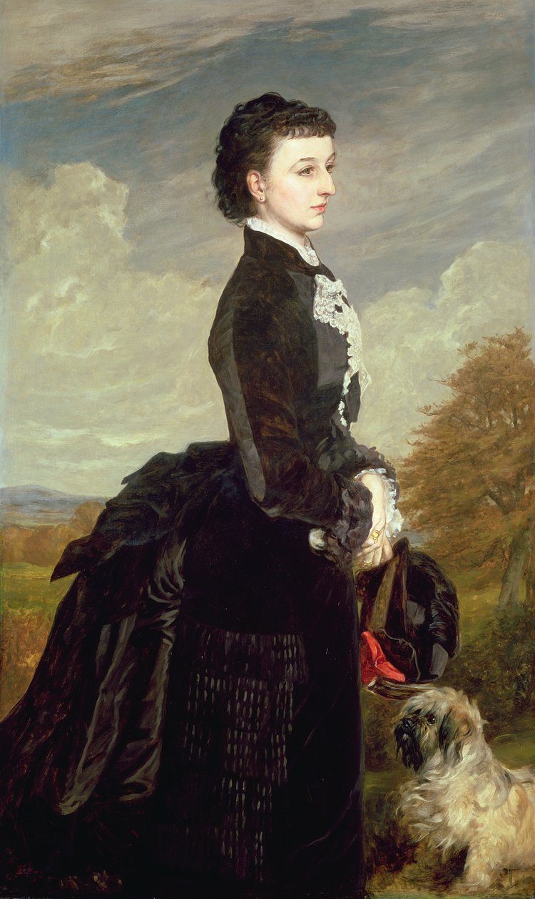 Portrét dámy v černém se psem, 1875 od James Archer