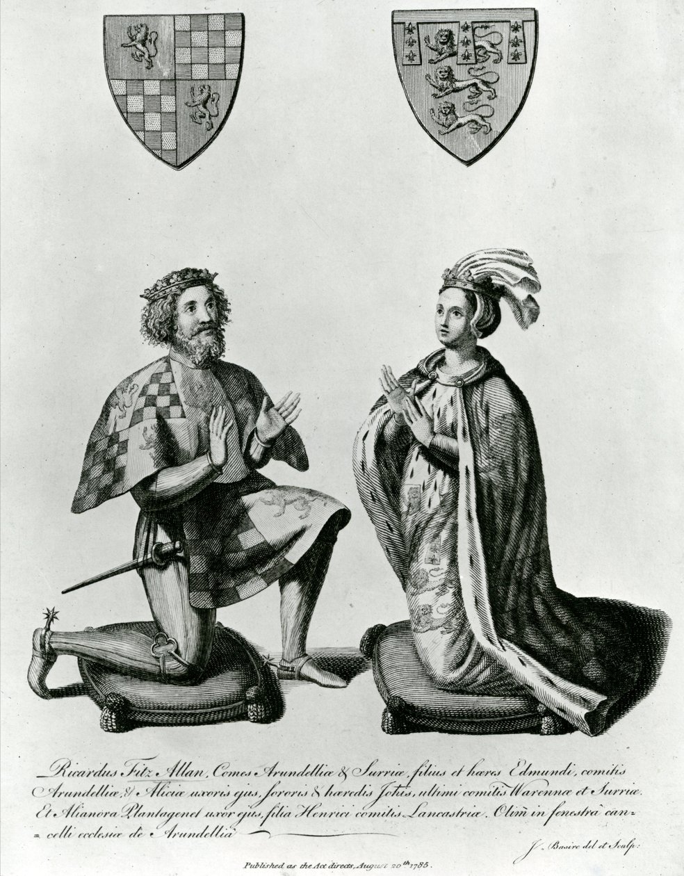 Richard Fitzalan, 3. (10.) hrabě z Arundel (asi 1307-76) a Eleanor hraběnka z Arundel, 1785 od James Basire