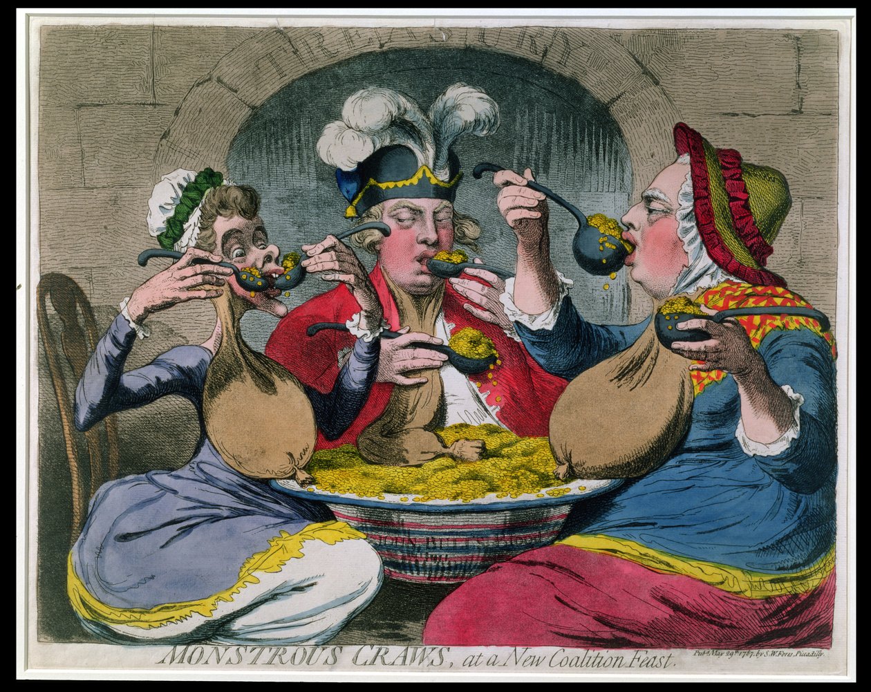 Obludné plazy na hostině nové koalice, vydal S. W. Fores v roce 1787 (lept s akvatintou) od James Gillray
