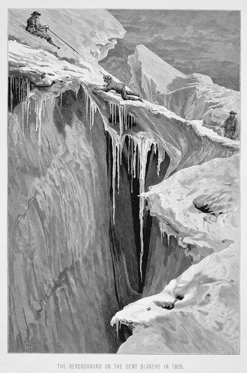 Bergschrund on the Dent Blanche v roce 1865, z 