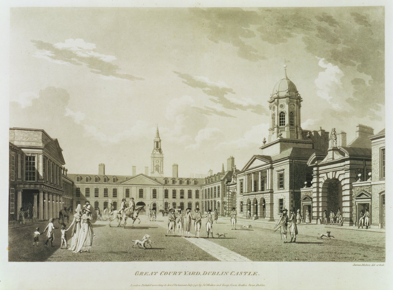 The Great Court Yard, Dublin Castle, 1792 od James Malton