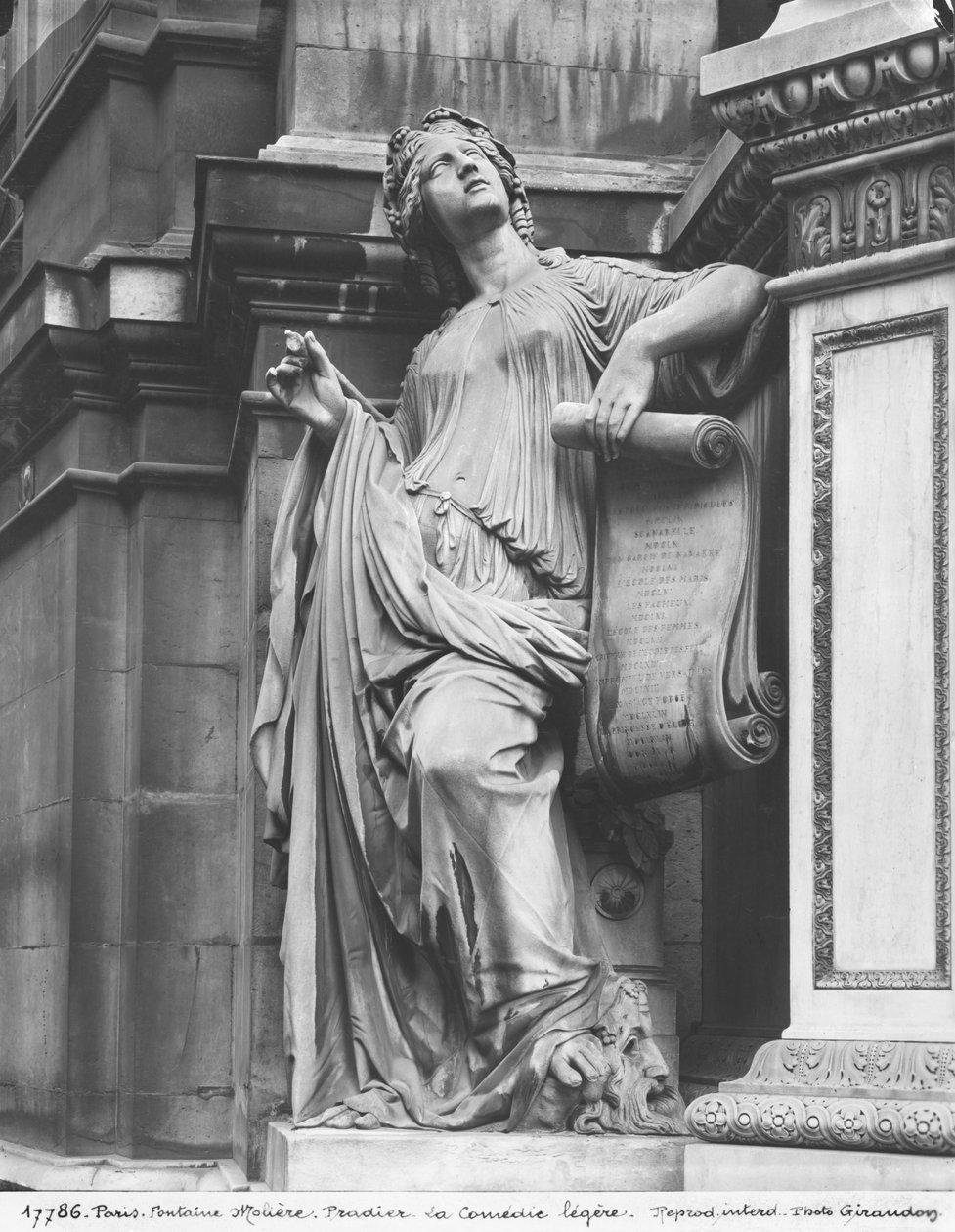 Fontána Moliere, Lehká komedie, 1844 (mramor) (detail) (viz také 189432, 346524) od James Pradier