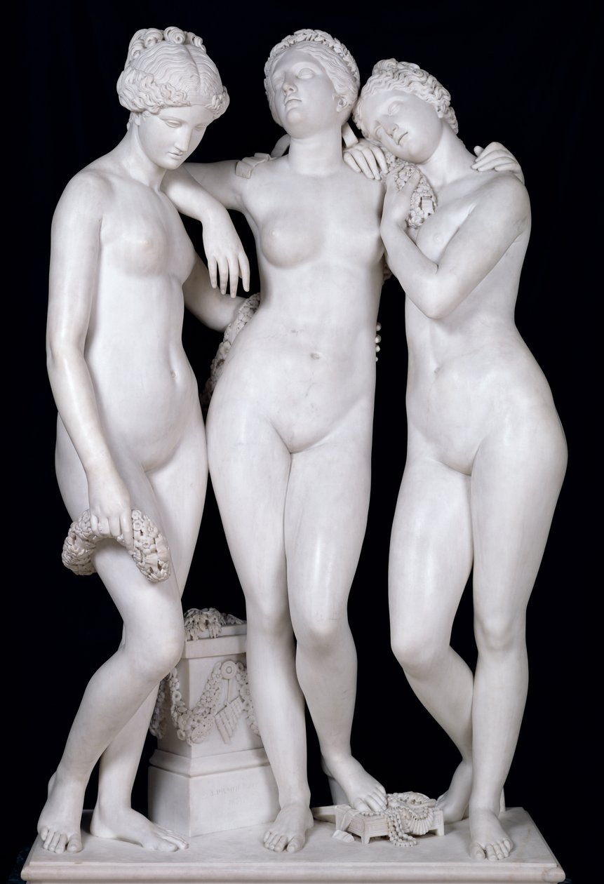 Tři grácie, 1831 (mramor) (viz podrobnosti 164658, 164659) od James Pradier