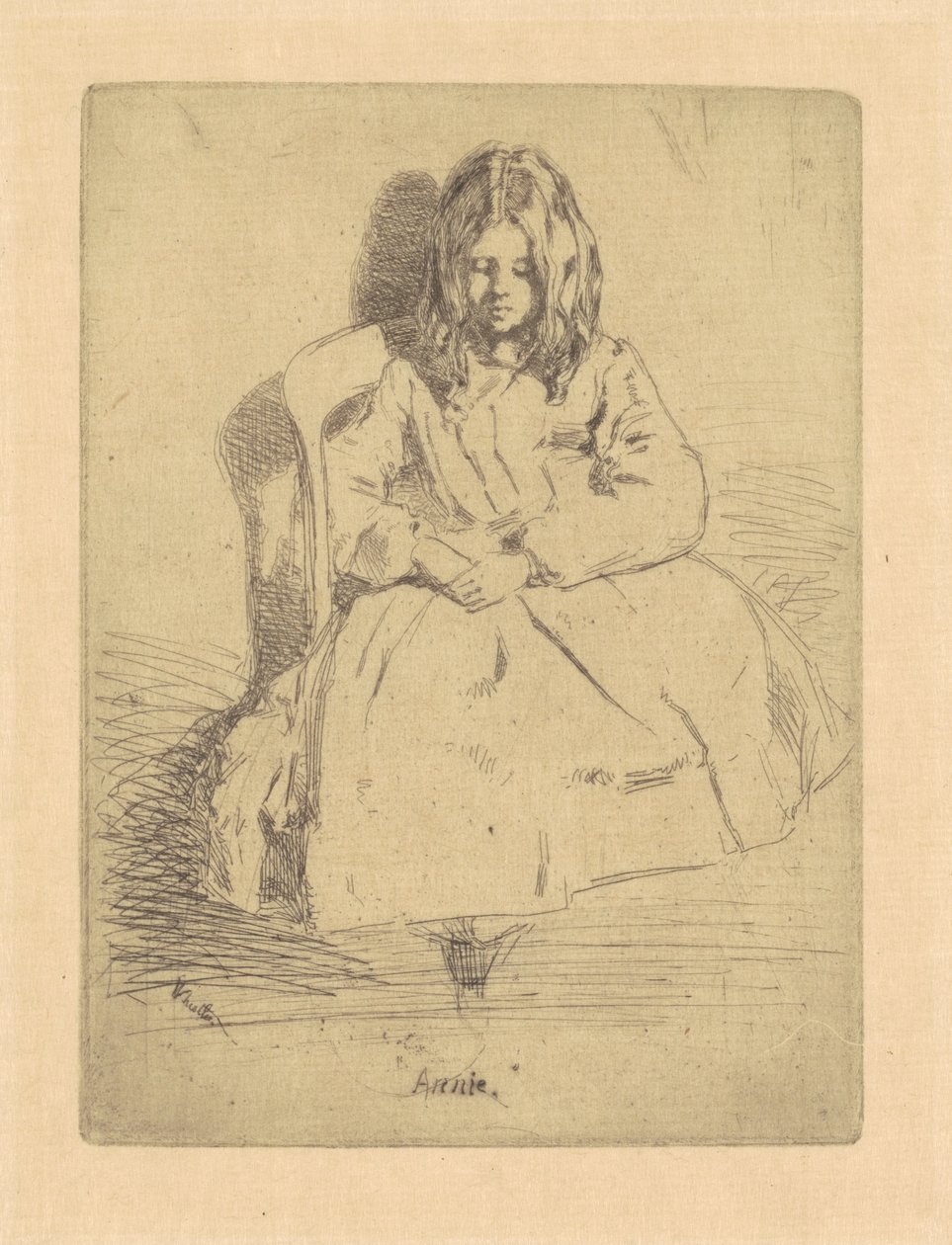 Annie, sedící, 18581859. od James Abbott McNeill Whistler