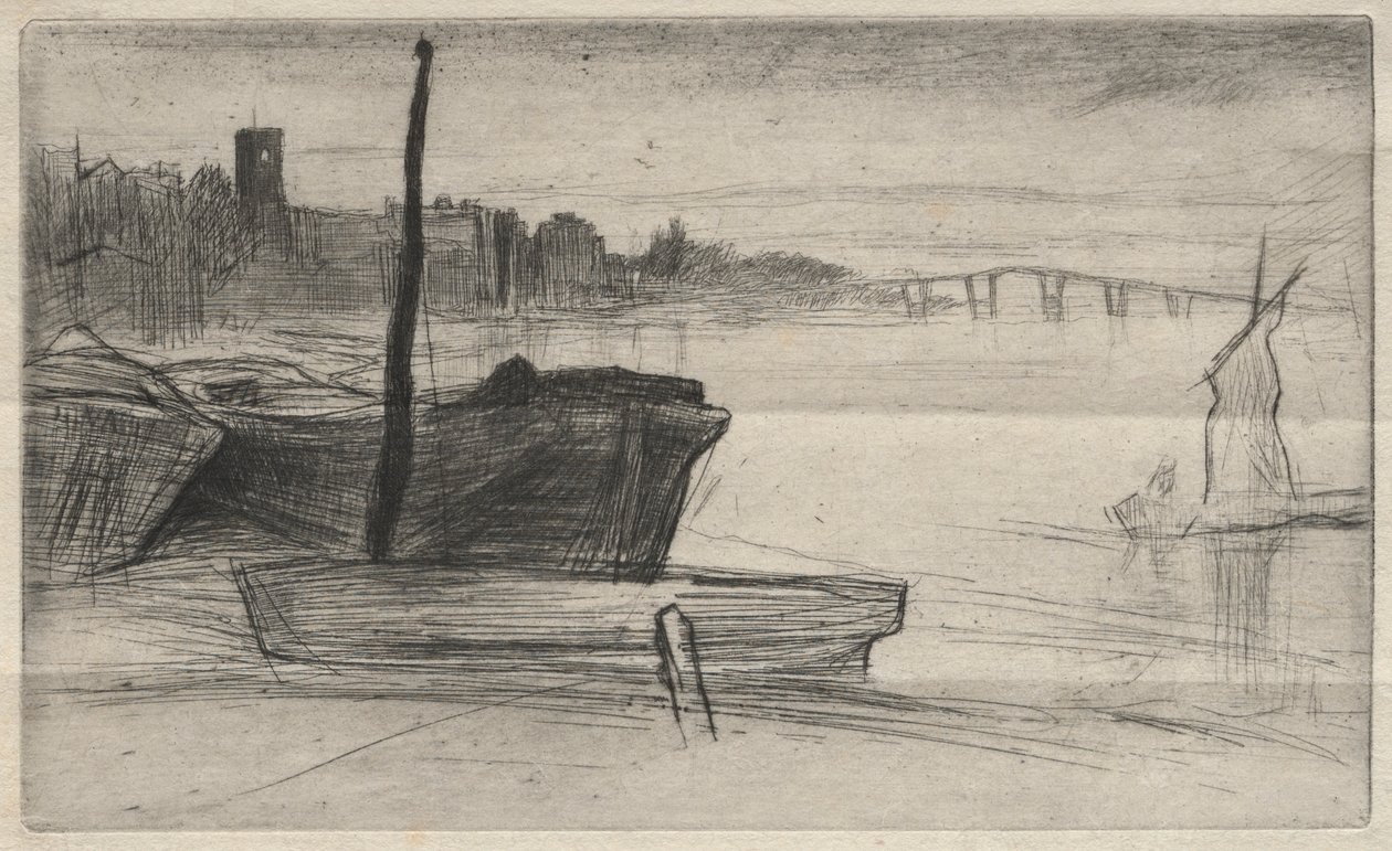Chelsea Bridge a kostel, 1871. od James Abbott McNeill Whistler