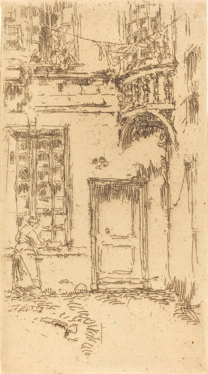 Courtyard, Rue P.L. Kurýr, 1888. od James Abbott McNeill Whistler