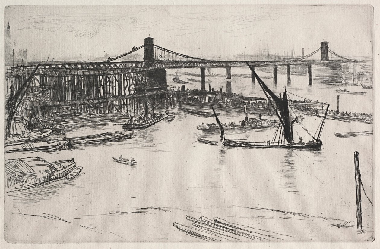 Starý Hungerford Bridge. od James Abbott McNeill Whistler