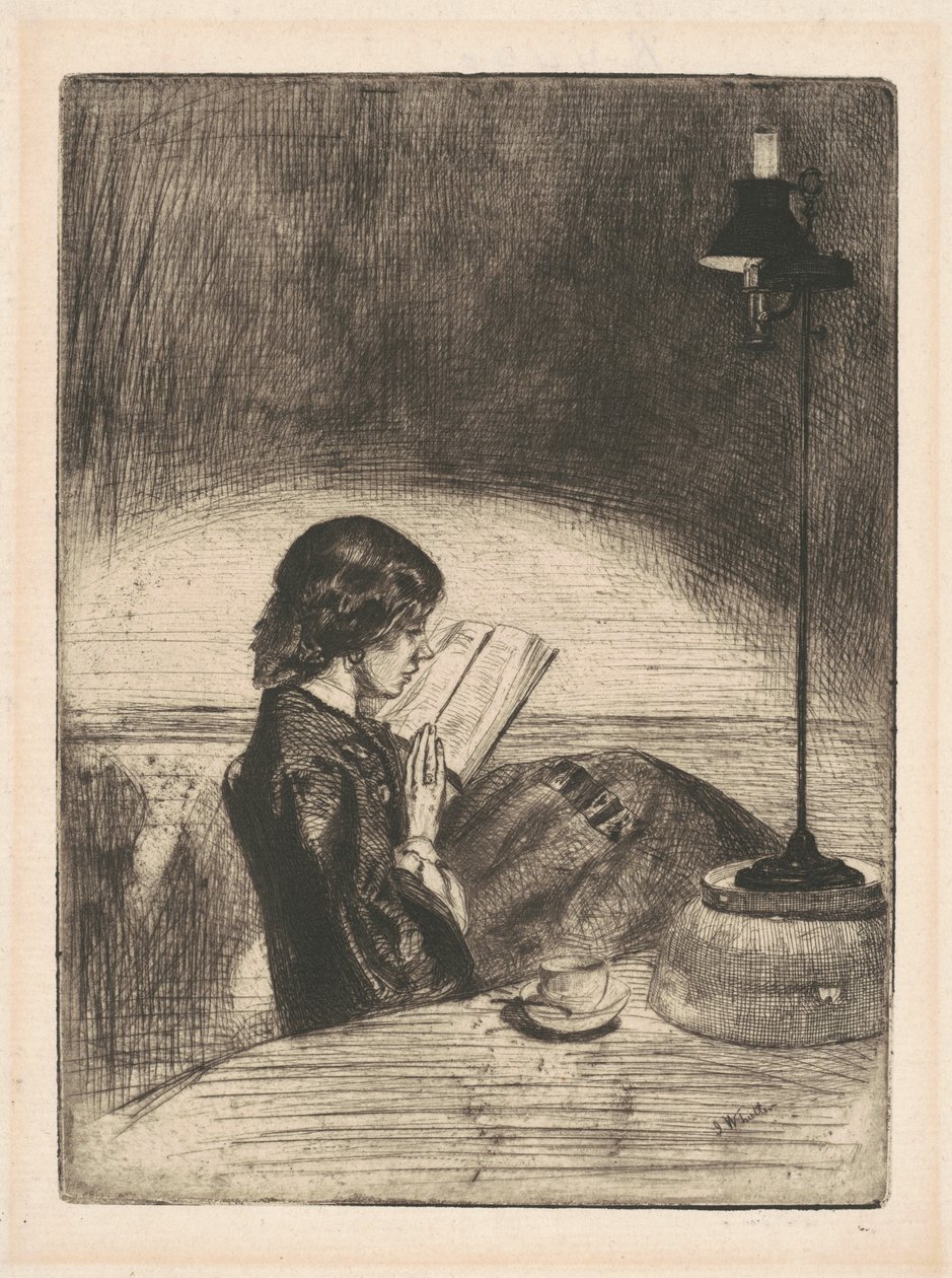 Reading by Lamplight, 1859. od James Abbott McNeill Whistler