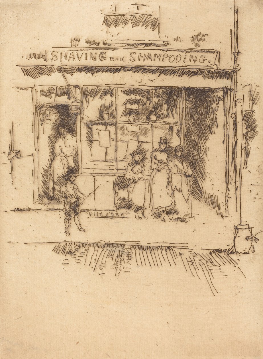 holení a šamponování, c. 18861888. od James Abbott McNeill Whistler