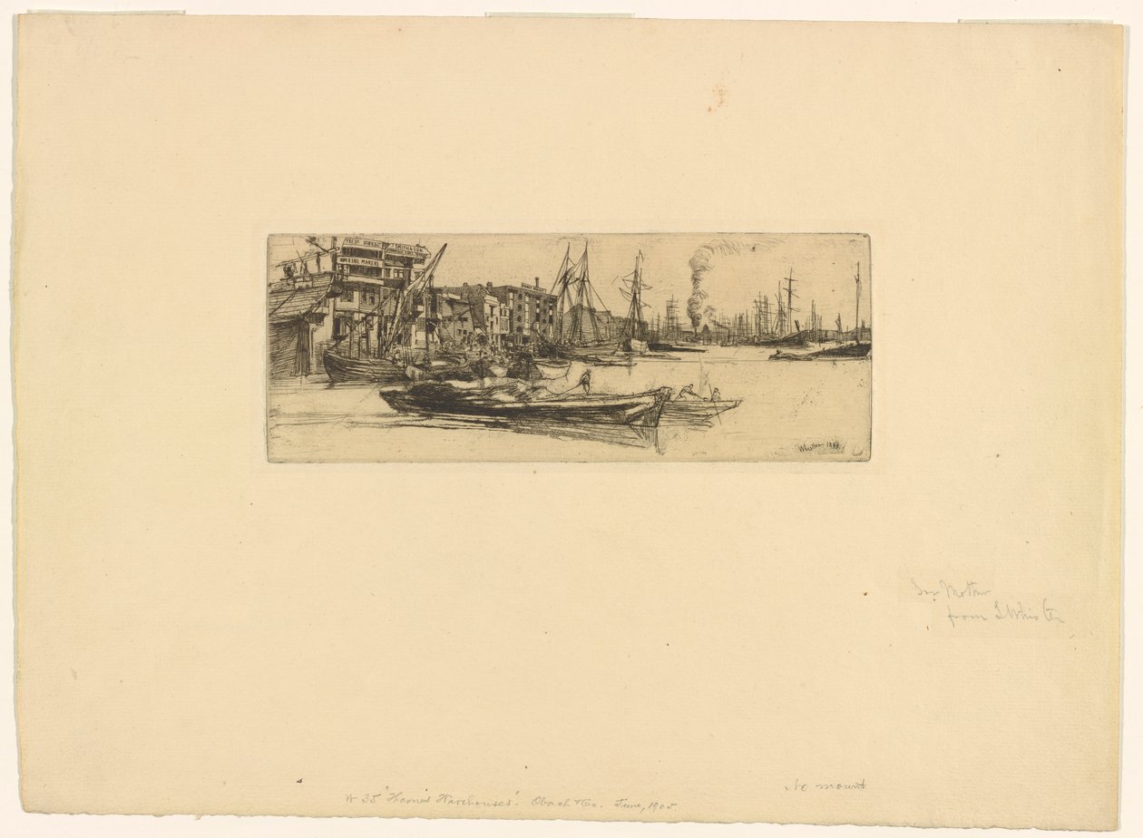 Thames Warehouses, 1859. od James Abbott McNeill Whistler