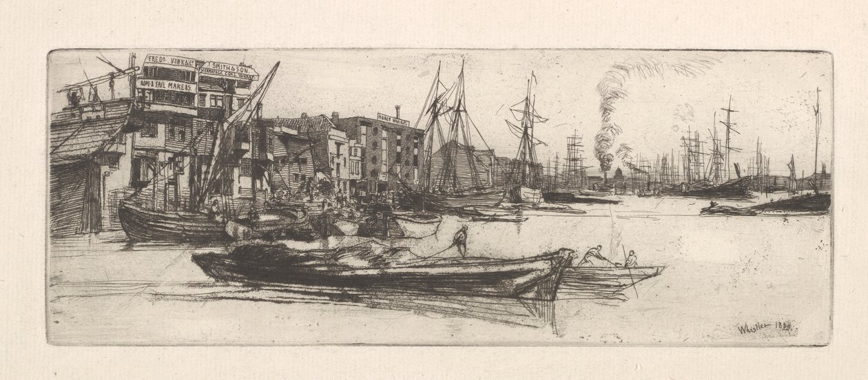 Thames Warehouses, 1859. od James Abbott McNeill Whistler