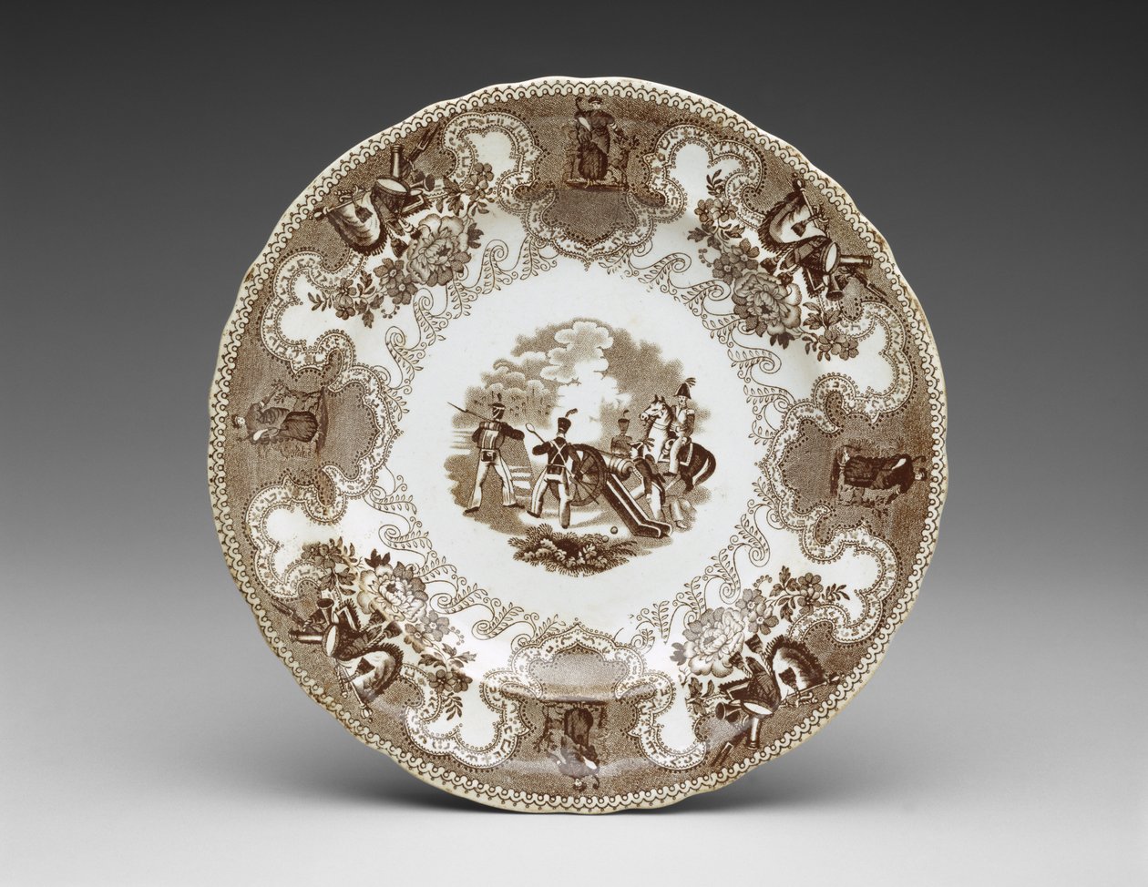 Talíř, kolem 1837-44 (hliněné zboží s přenosovým potiskem) od James Beech