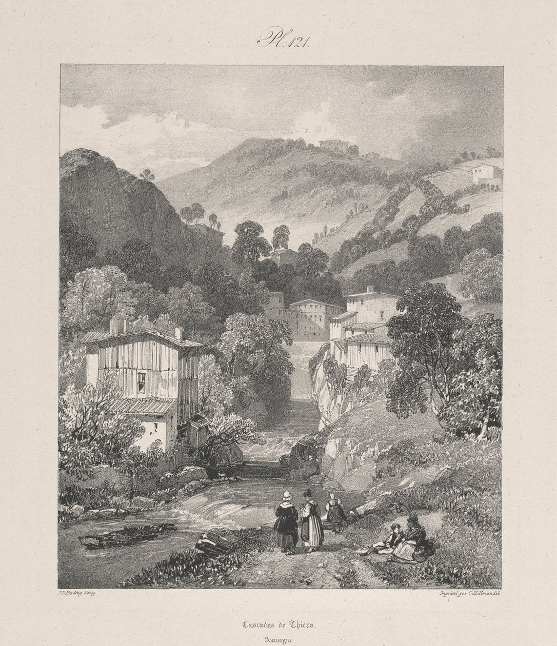 Vodopády Thiers, Auvergne od James Duffield Harding