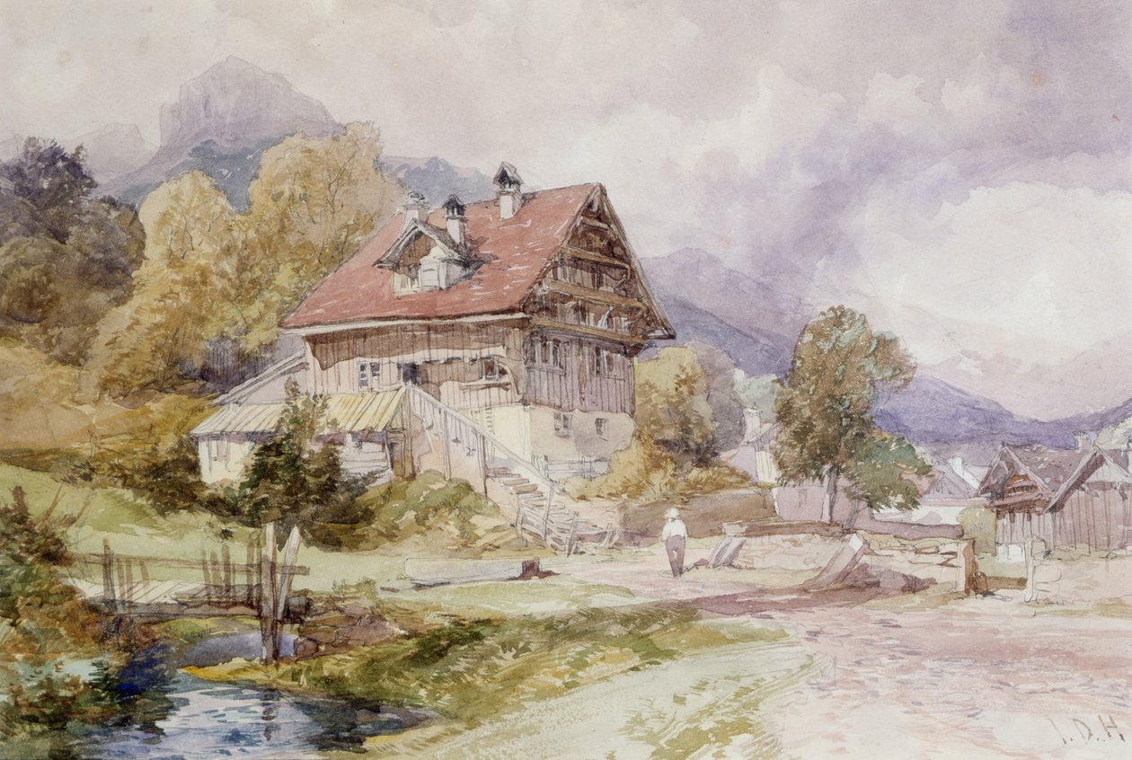 Chata, Brunnen, Lucernské jezero od James Duffield Harding