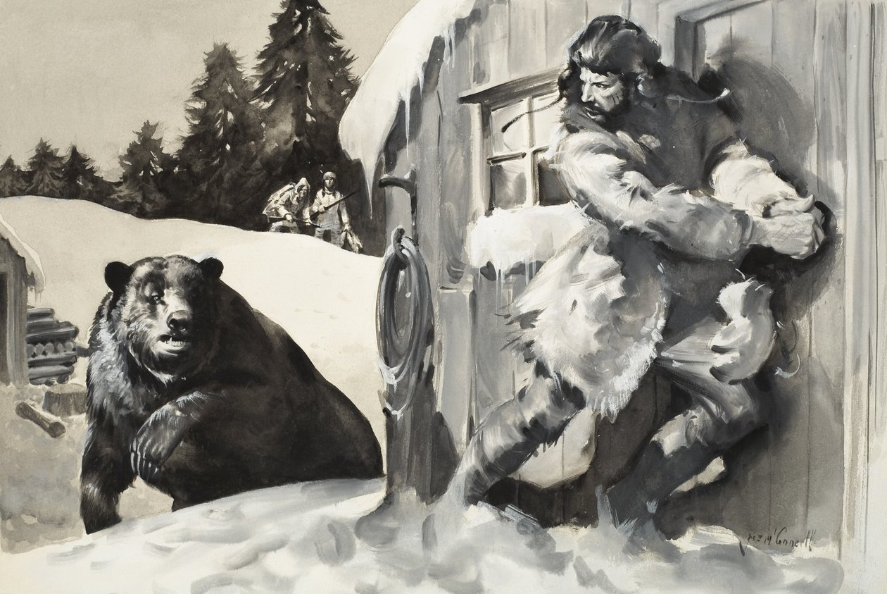 Medvěd grizzly (kvaš na papíře) od James Edwin McConnell