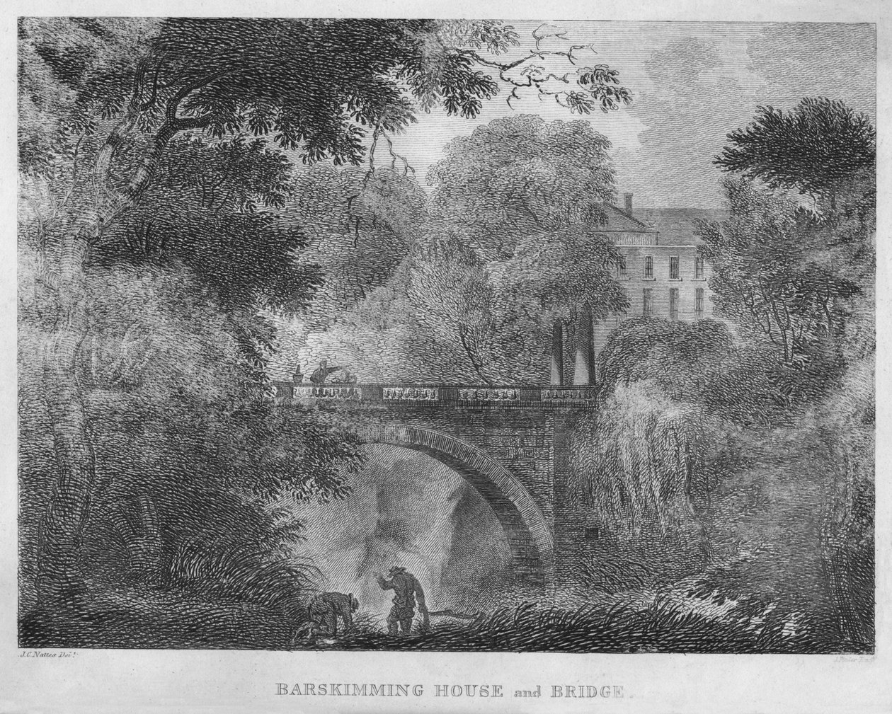 Barskimmingův dům a most, 1804 od James Fittler