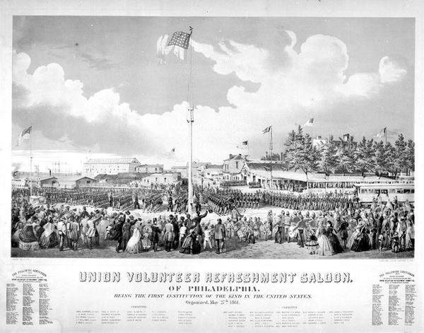 Union Volunteer Refresh Saloon, Philadelphia (litho) od James Fuller Queen