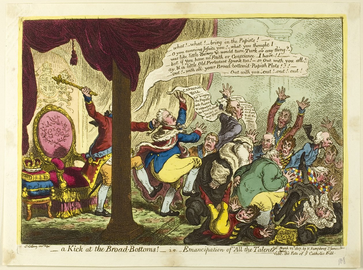 Kopanec na širokém dně od James Gillray