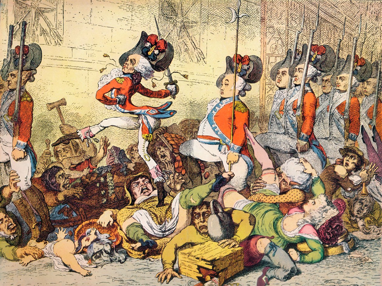 Pochod do banky, 1787 od James Gillray