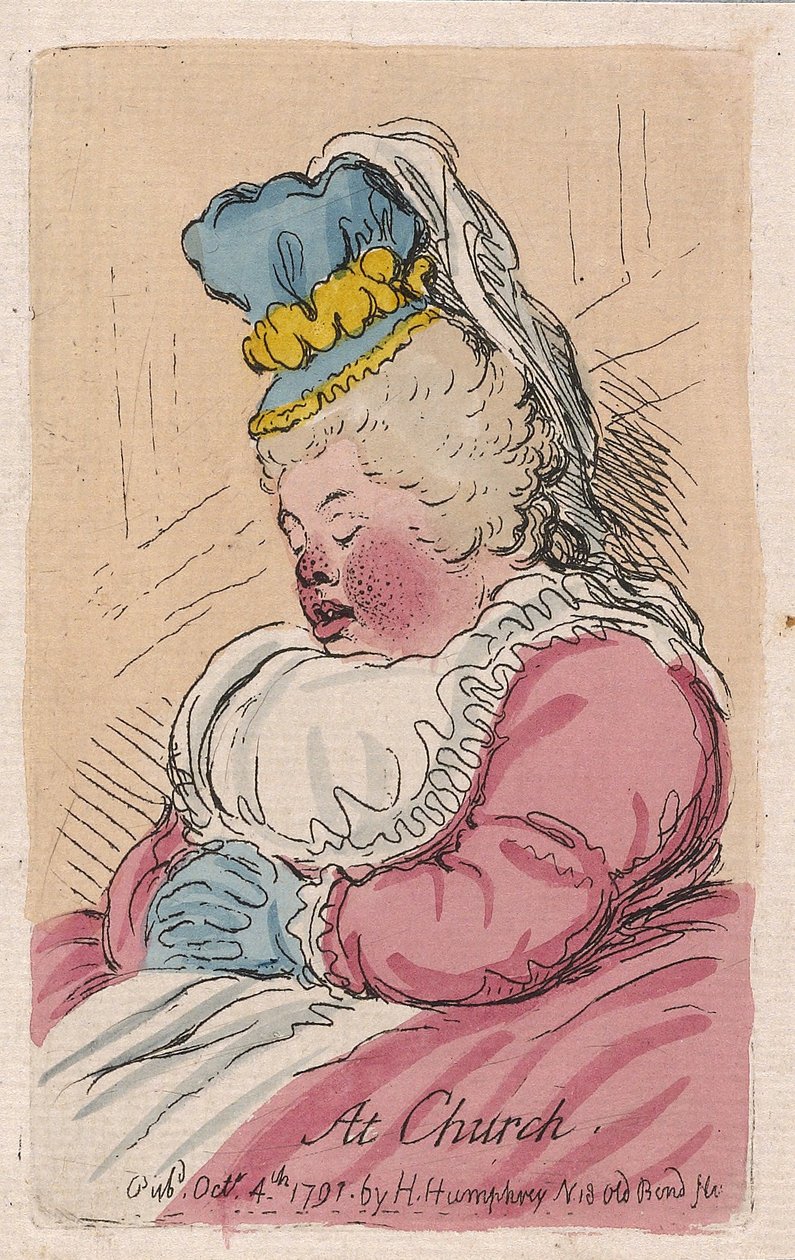 V kostele, hospoda. 1791 (ručně kolorovaná rytina) od James Gillray
