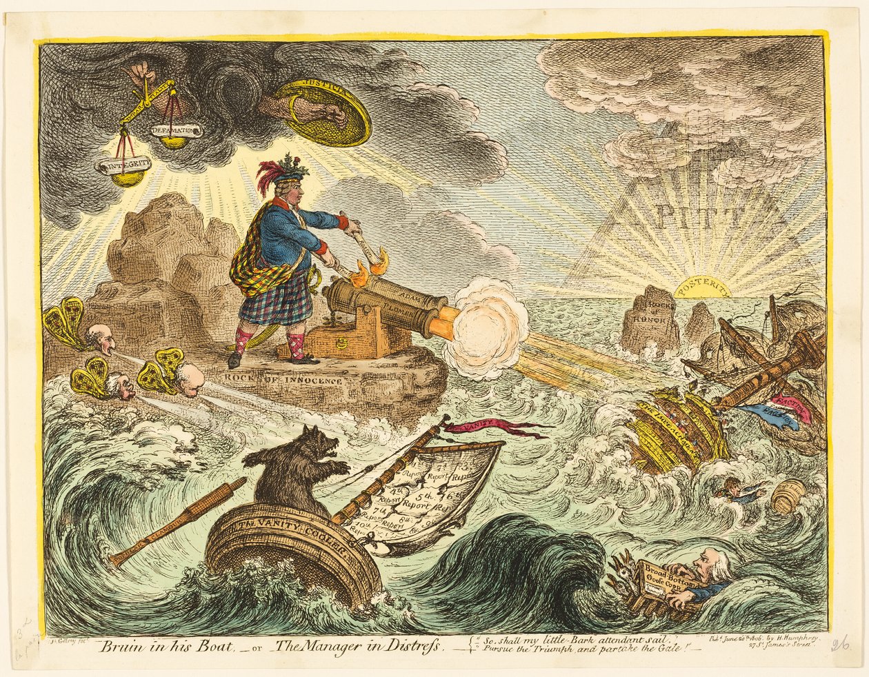 Bruin ve své lodi od James Gillray