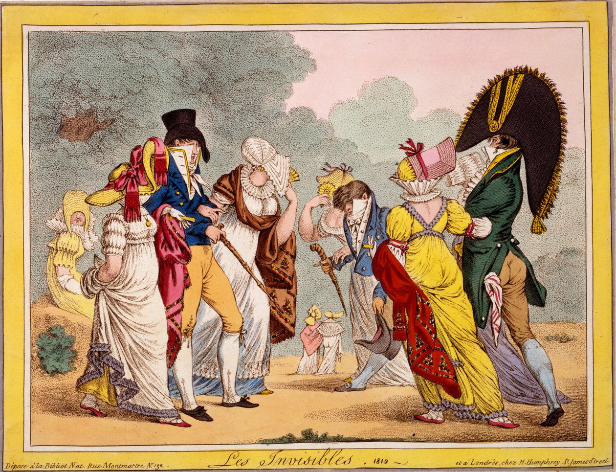 Les Invisibles, 1810 (ručně kolorovaná rytina) od James Gillray
