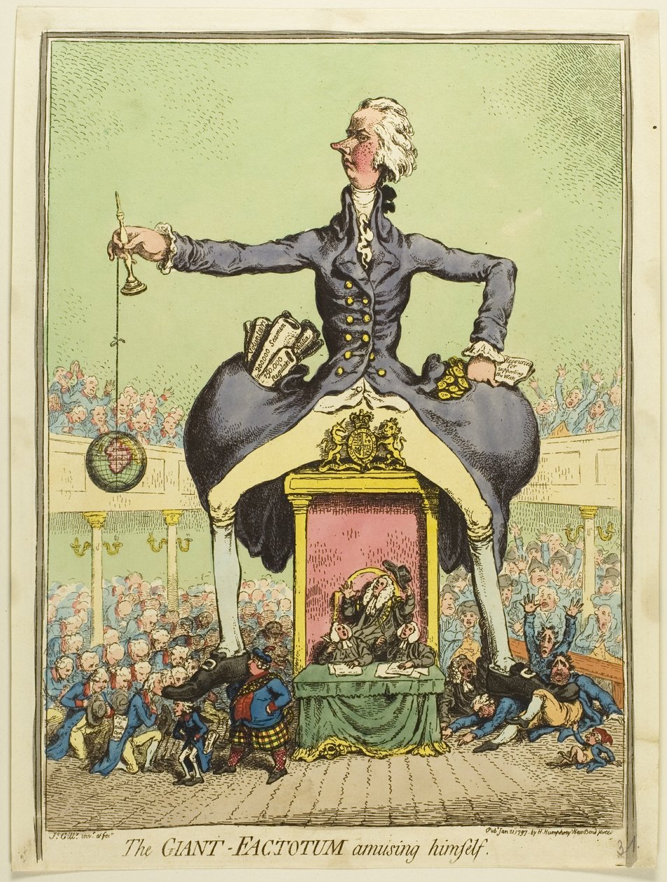 Obr Factotum se baví od James Gillray