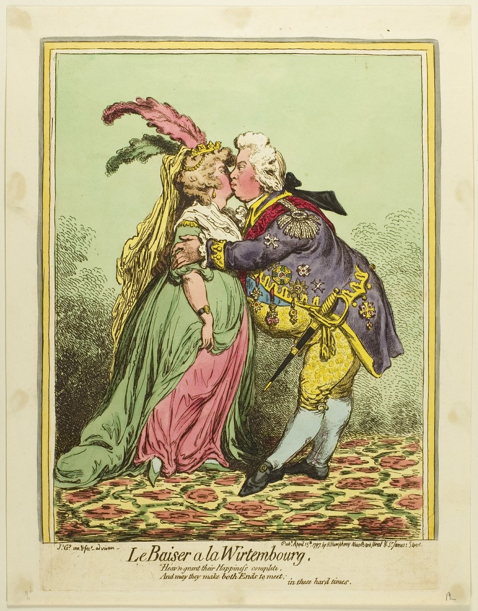 Polibek ve Würtembergu od James Gillray